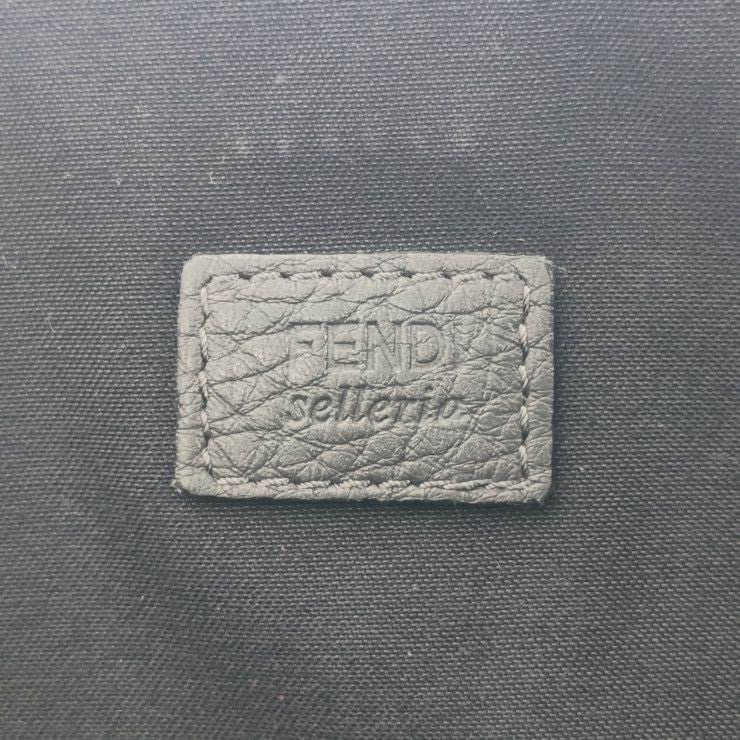 Fendi Clutch Bag Selleria 7m0225 Gray Silver Hardware Leather Men's Second Bag