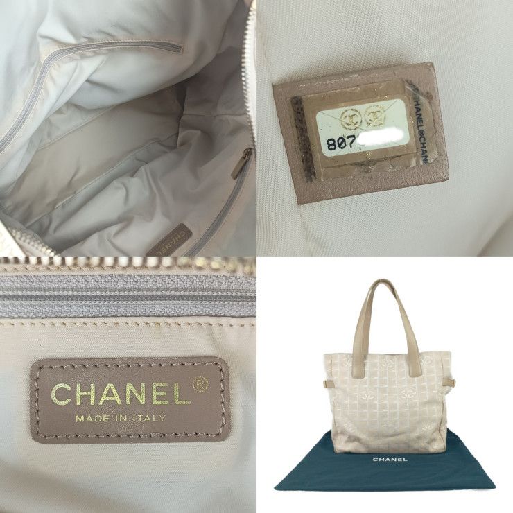 Chanel Tote New Travel Tote GM A15825 Beige Canvas Leather Ladies Shoulder Bag