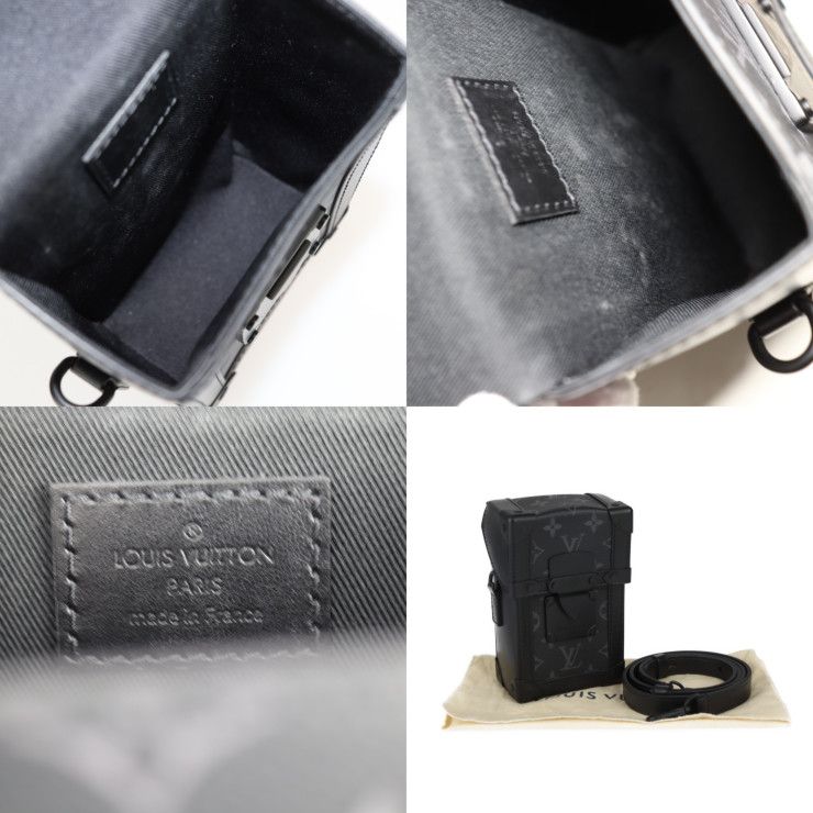 Louis Vuitton Vertical Trunk Wearable Wallet Shoulder Bag M82077 Leather Black