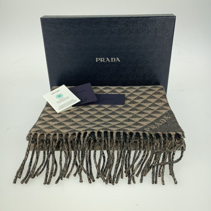 Unused Prada Scarf Double Symbole Double Symbol Scarf 2fs056 Antracite Grey