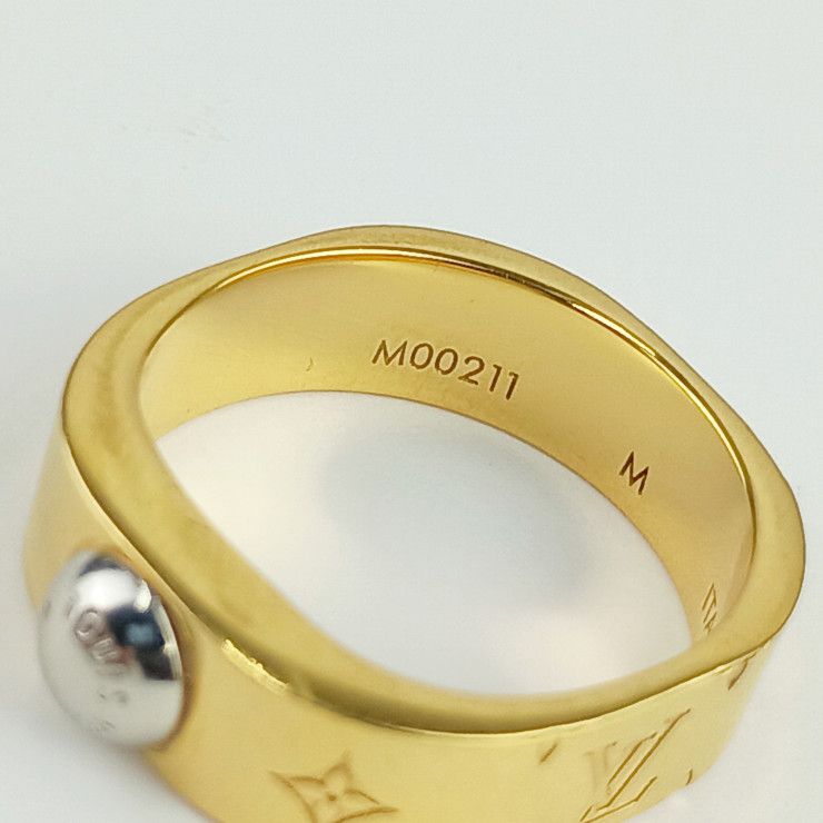 Louis Vuitton Ring Burg Nanogram M00211 Gold Silver Metal Lacquer Rhinestone
