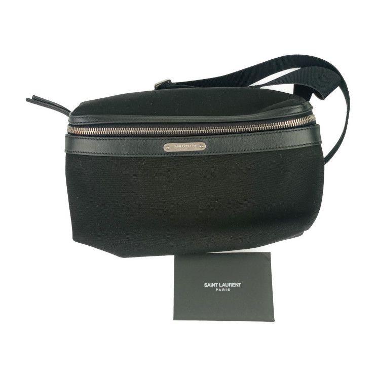 Saint Laurent Paris Waist Bag City Belt Bag 505973 Black Canvas Leather Men
