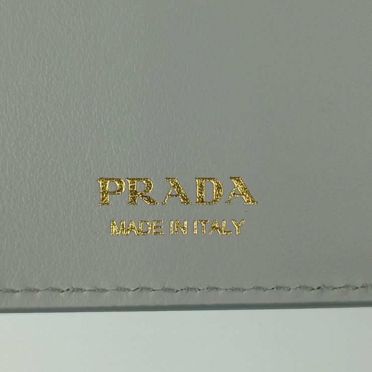 Prada Wallet City Calf Tab 1mv025 Light Gray Leather Women's Bifold Long Wallet