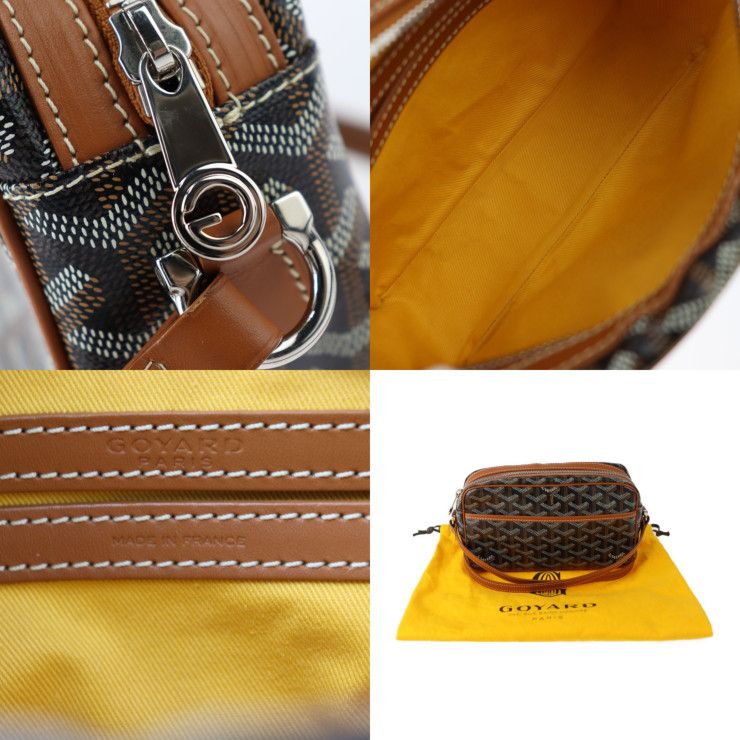 Goyard Cupveil PM Shoulder Bag - PVC Leather Black Brown Silver Hardware