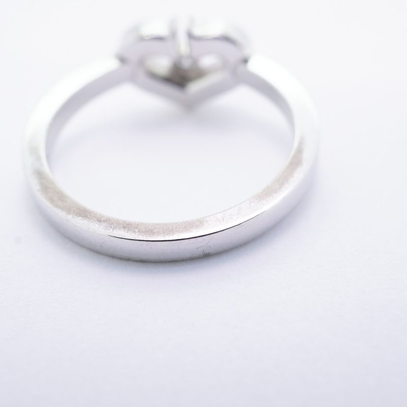 Cartier Ring C Heart 18K White Gold White Gold Diamond #50 Ladies