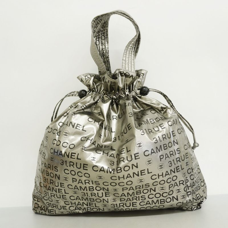 Chanel Tote Bag Unlimited Nylon Gray Silver Hardware Women's