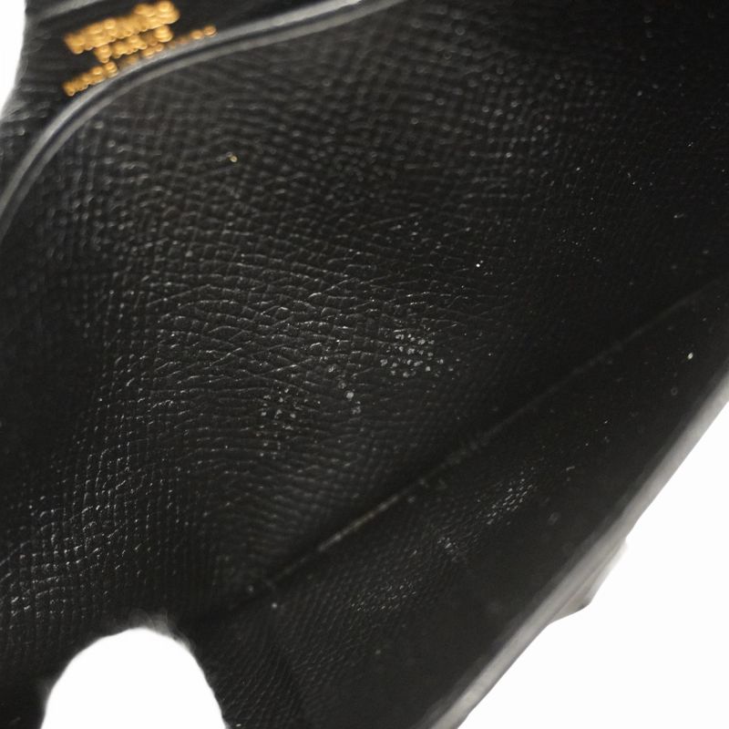 Hermes Long Wallet Bearn Classic Vaux Epson Black Gold Hardware 0Z Engraved