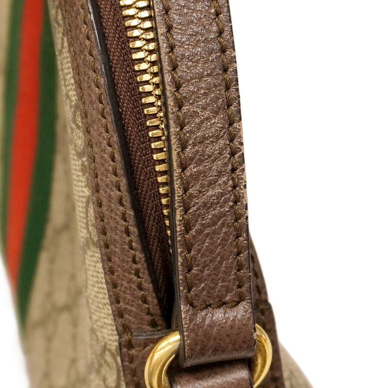 Gucci Shoulder Bag Ophidia 499621 PVC Brown Gold Hardware Women