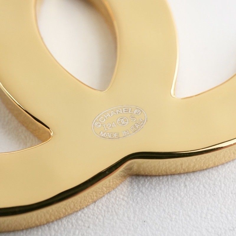 Chanel Brooch Corsage Gold Black Here Mark