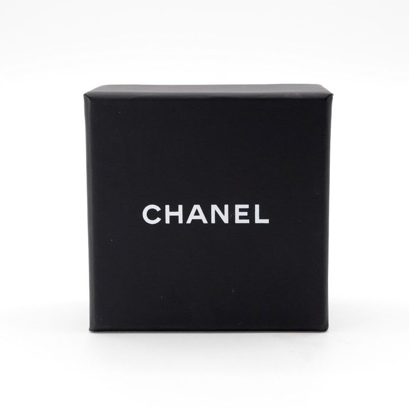 Chanel Earrings Silver Black Coco Mark Rhinestone