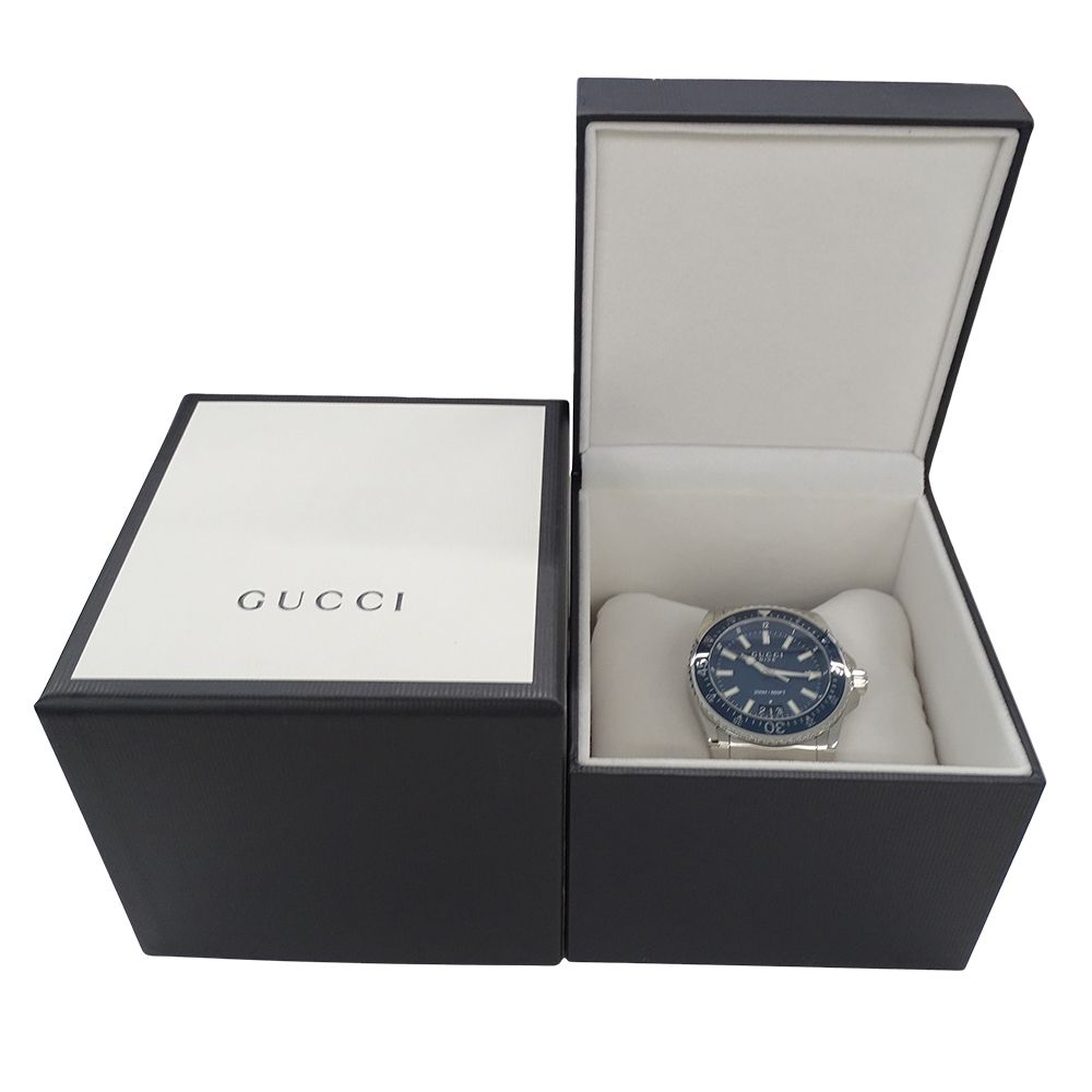 Gucci Watch Men'S Brand Dive Date Quartz Qz Stainless Steel Ss 136.2 Ya136203