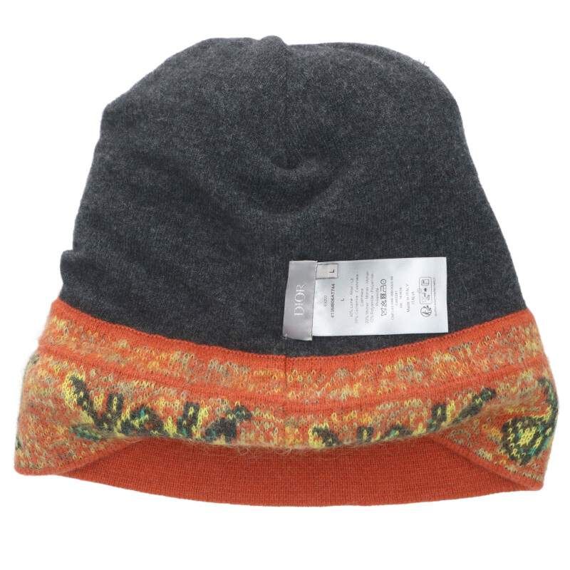Dior 413mb06at744 Cashmere Mohair Knit Cap With Pom Poms Men's L