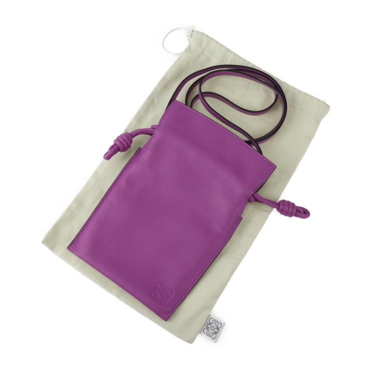 Loewe Flamenco Pocket Shoulder Bag A411f10x01 Nappa Leather Purple Drawstring