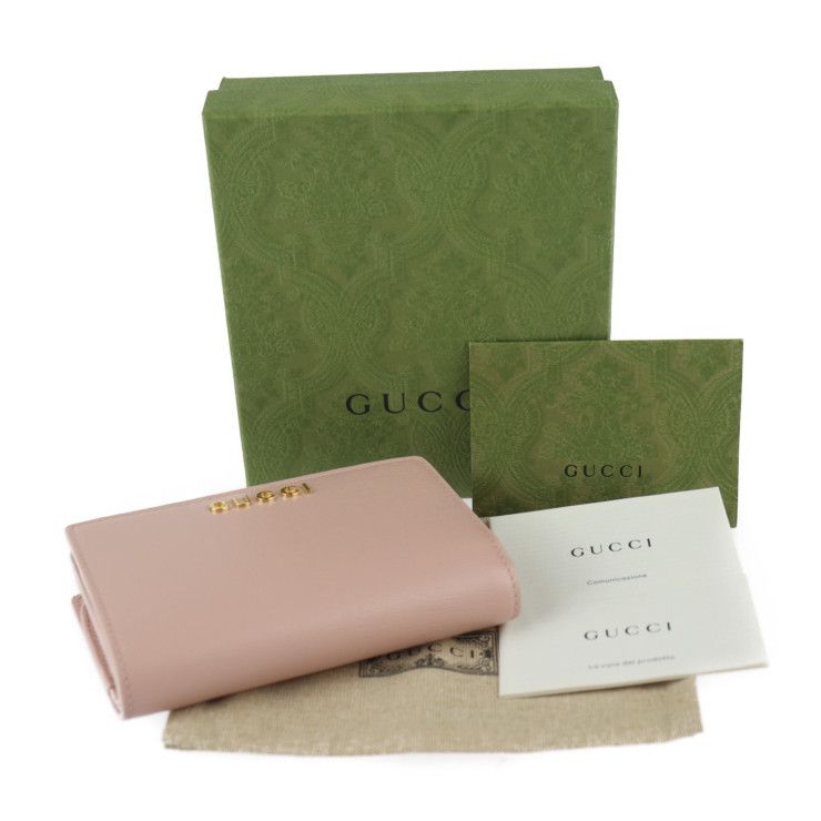 Gucci Script Zip Around Wallet Bifold Wallet 772640 Leather Pink Gold Hardware