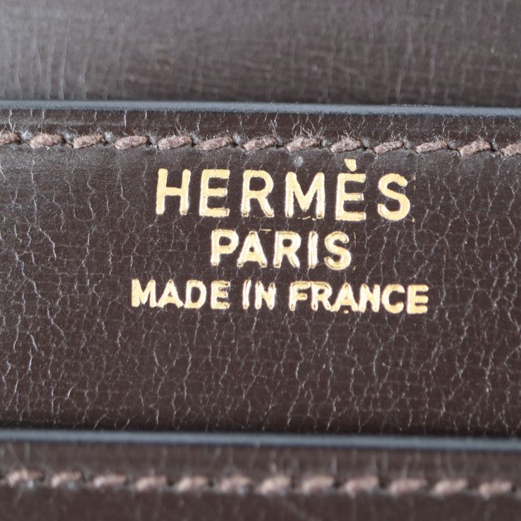 Hermes Clutch Bag - Box Calf Dark Brown FACO GM 35 Second Bag Document Bag