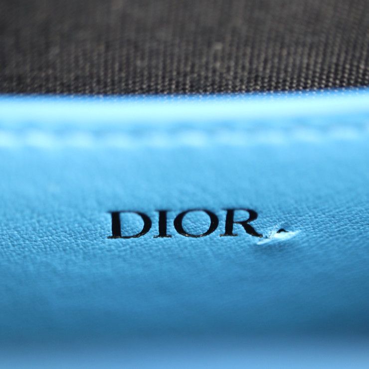 DIOR Lock Vertical Pouch Shoulder Bag 2lxca345ucl Leather Blue Silver Hardware