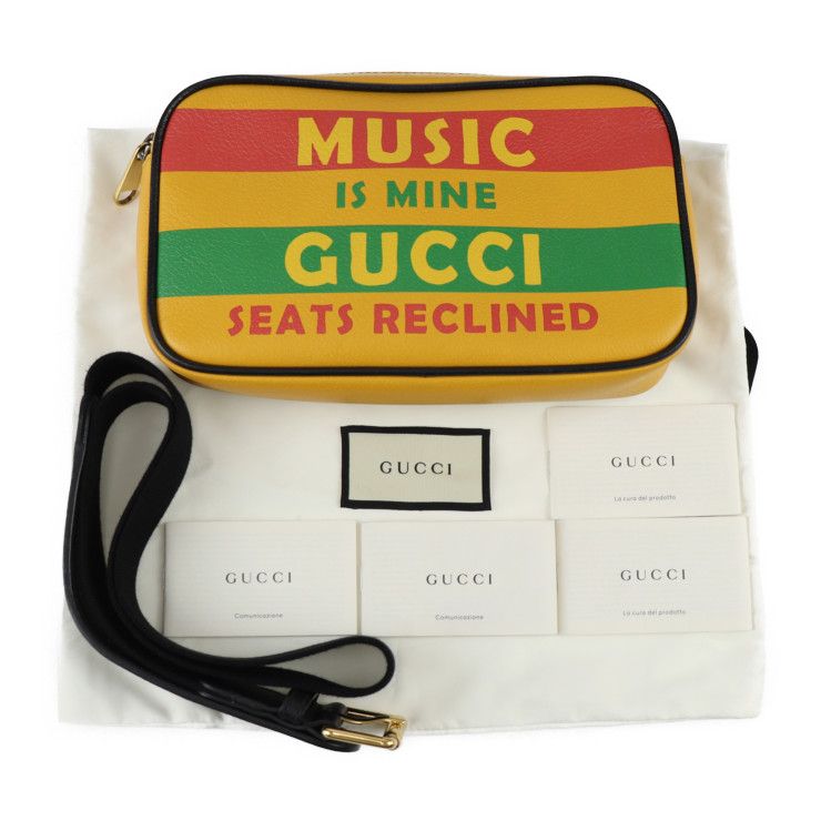 Gucci Belt Bag Waist Bag 602695 Leather Yellow Multicolor Gold Hardware SONY