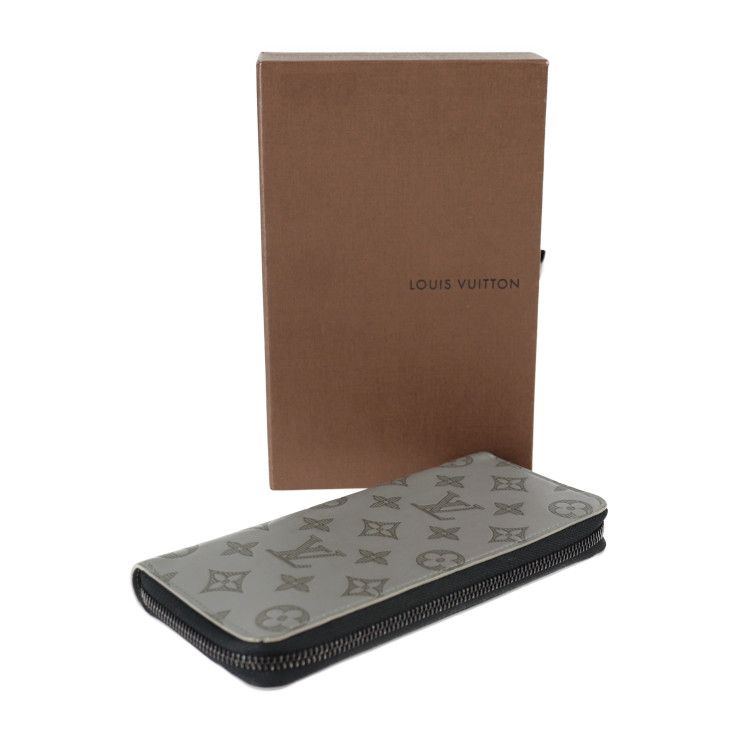 Louis Vuitton Zippy Wallet Vertical Fold Wallet M81384 Leather Gris Grey Black