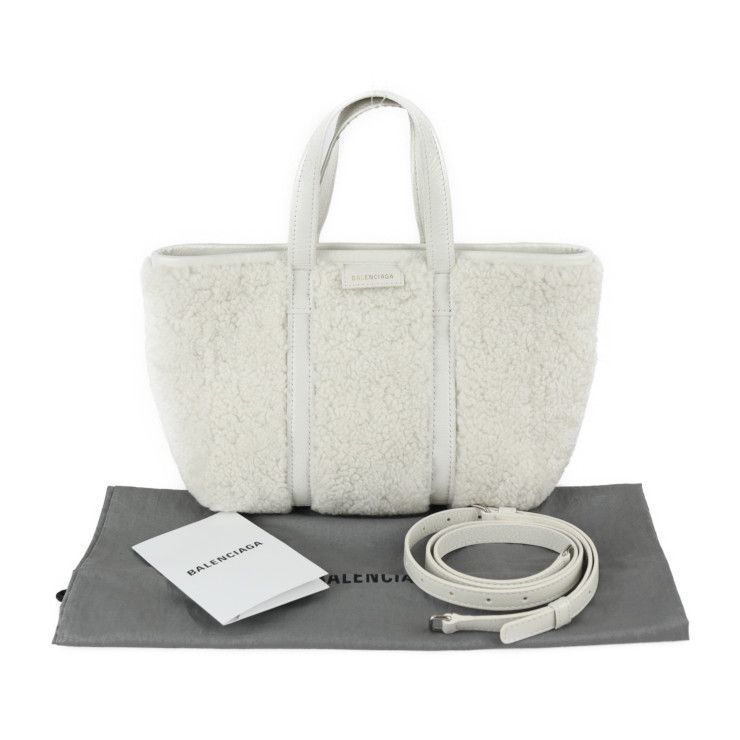 Balenciaga Balbes Small Handbag 671404 Mouton Leather White 2WAY