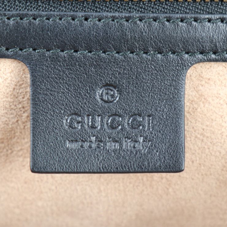 Gucci Queen Margaret Top Handle Handbag 476531 Calfleather Black Ivory Gold