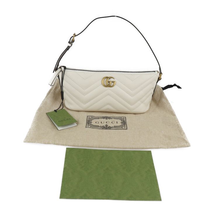Gucci Shoulder Bag 739166 Leather White Ivory Gold Hardware Ggmarmont Quilted