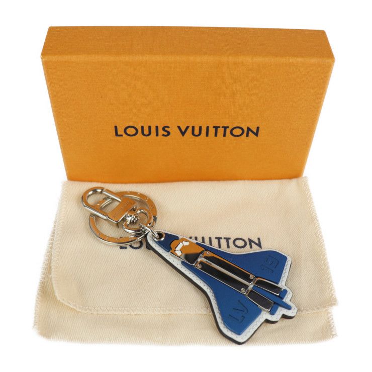 Louis Vuitton Porte Cles Mascot Locket Key Holder Mp2214 Metal Leather Blue