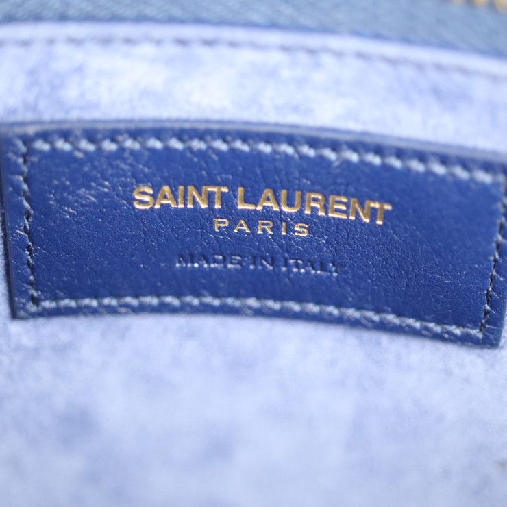 Saint Laurent Sac De Jour Handbag 355153 Leather Blue 2WAY Shoulder
