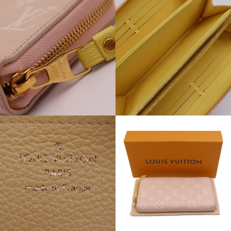 Louis Vuitton Zippy Wallet Long Wallet M81279 Leather Pink X Beige X Yellow X