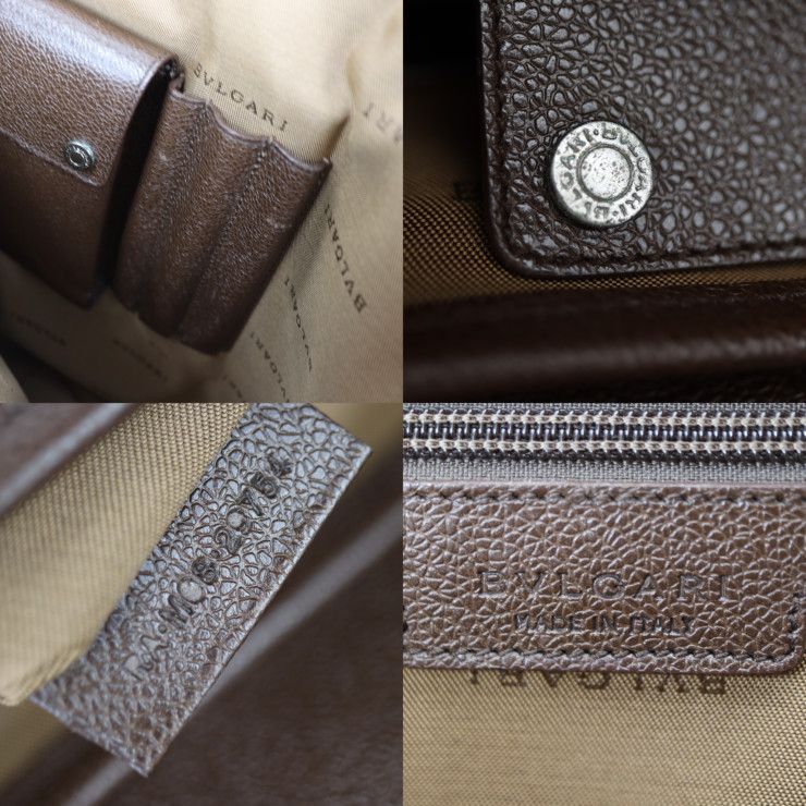 Bvlgari Bulgari Messenger Bag Shoulder Bag 29754 PVC Leather Brown Matte Silver