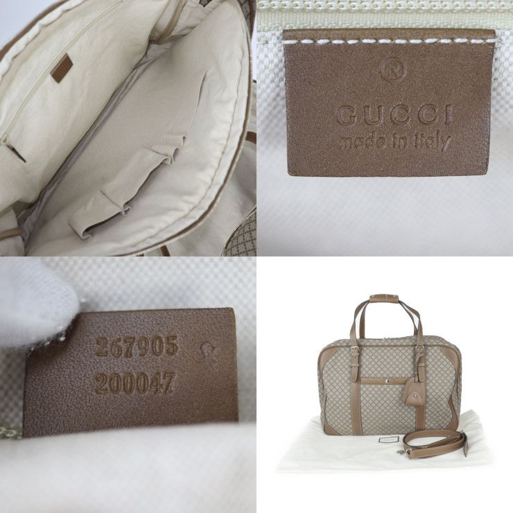Gucci Boston Bag 267905 PVC Leather Brown Silver Hardware Diamante 2WAY