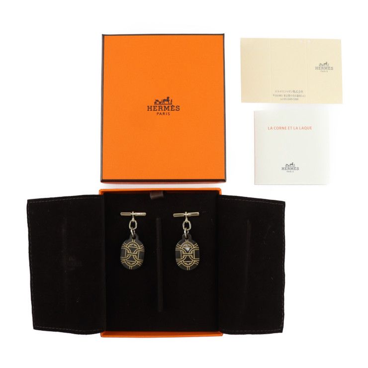 Hermes Chaine D'ancre PM Earrings - Metal Buffalo Horn Gold Brown Earrings