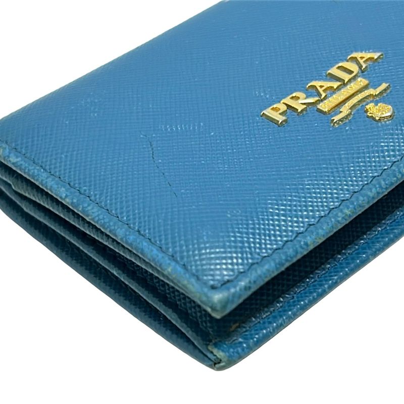 Prada Business Card Case - Blue-Grey Leather