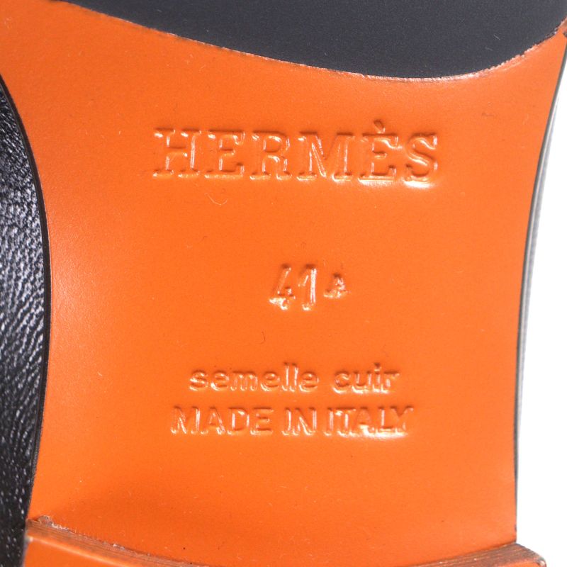 Hermes Silver Hardware Paris H Buckle Moccasin U-tip Leather Shoes Loafers