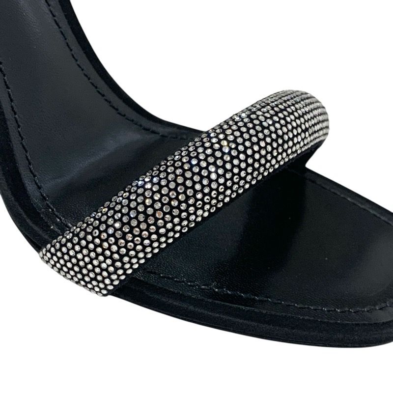 Louis Vuitton Appeal Line Sandals Shoes Satin Black Silver Unused Rhinestone