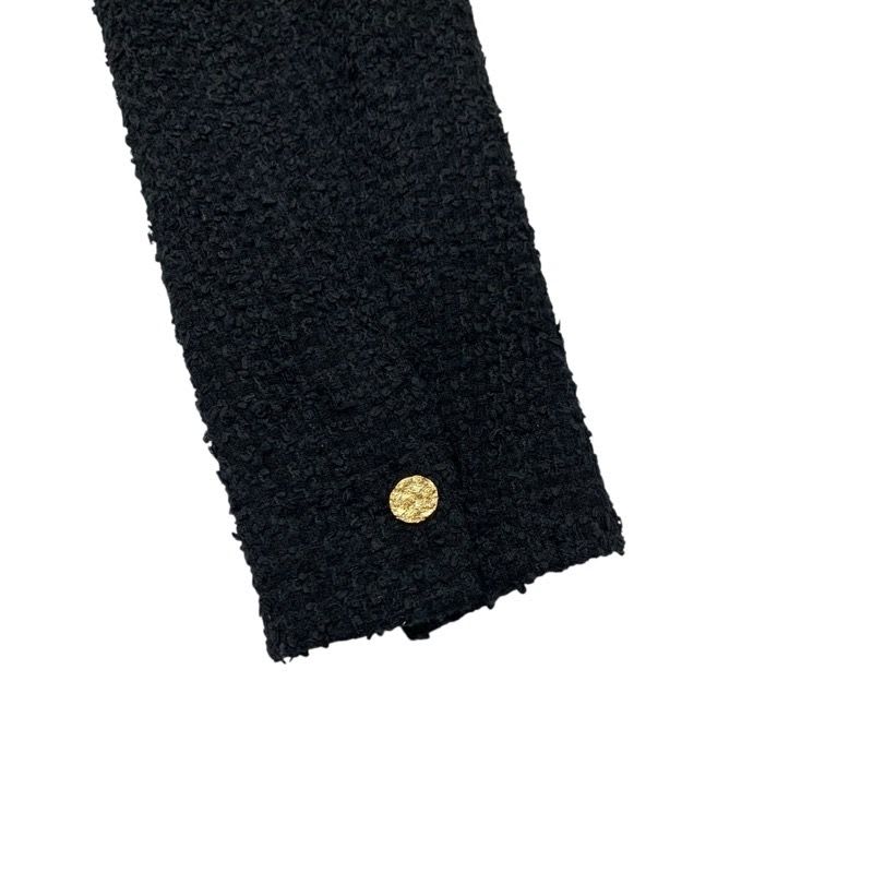 Louis Vuitton Outerwear Black Gold Double Breasted Tweed Leather
