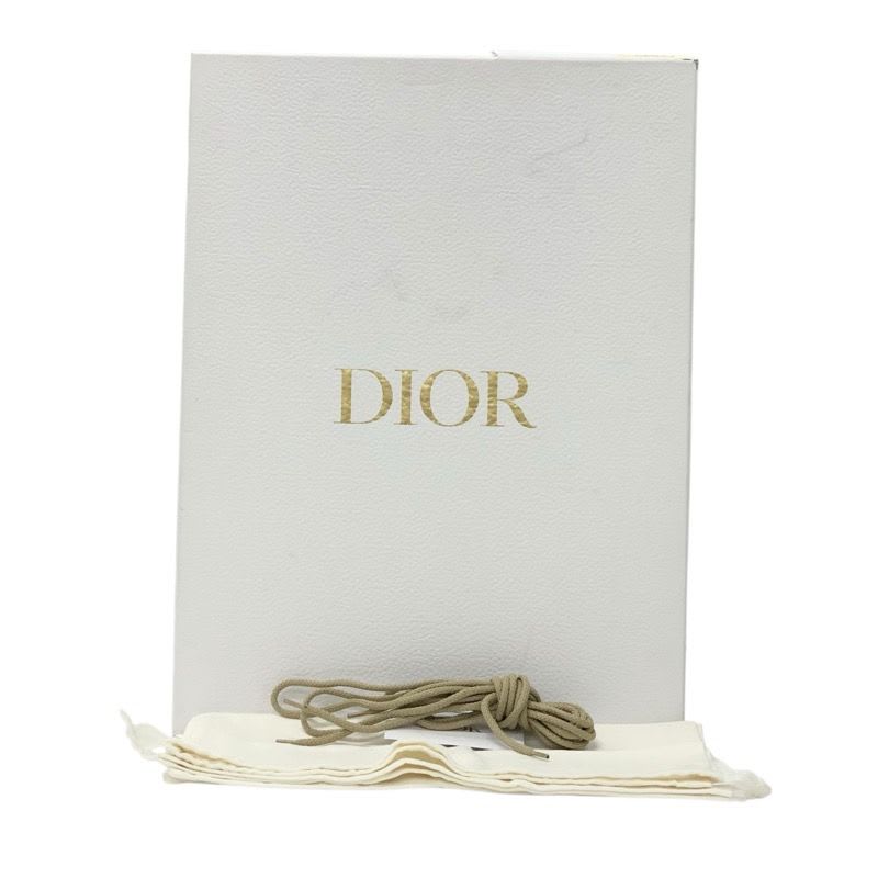 Christian Dior Boots Long Shoes Leather Beige Mesh Lace Up Medium