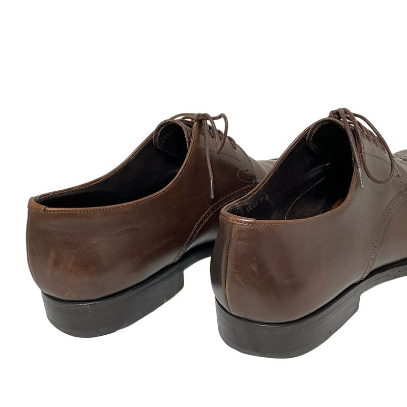 Prada Shoes 5 1 2 Mens - Dark Brown Wingtip With Reupholstered Sole Leather