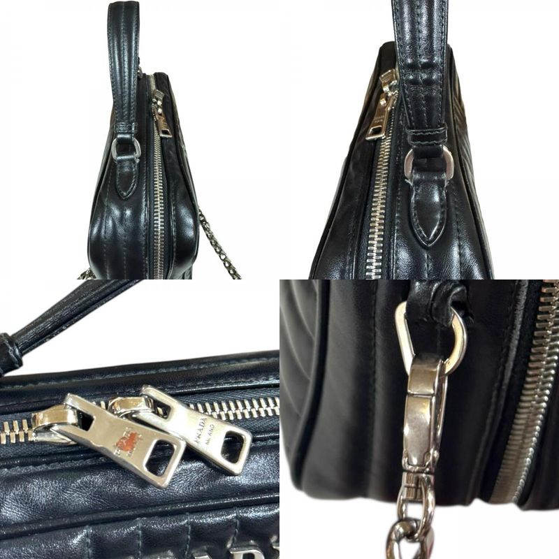 Prada Diagram Shoulder Bag Leather 1bh119 Black Ladies Prada Preowned Prada