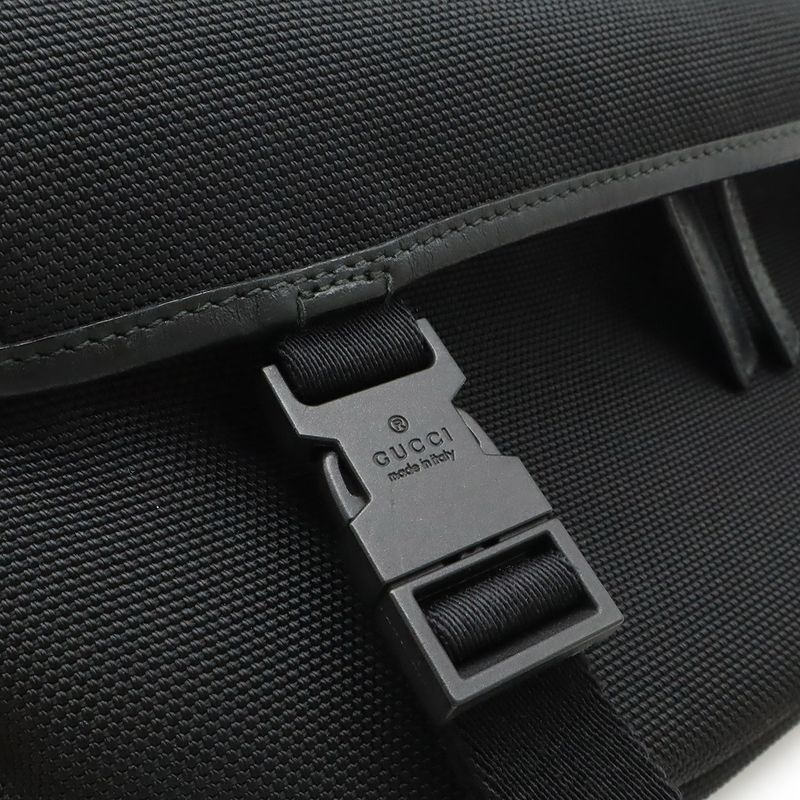 Gucci Sherry Line Body Bag Shoulder Bag Crossbody Nylon Canvas Leather Black