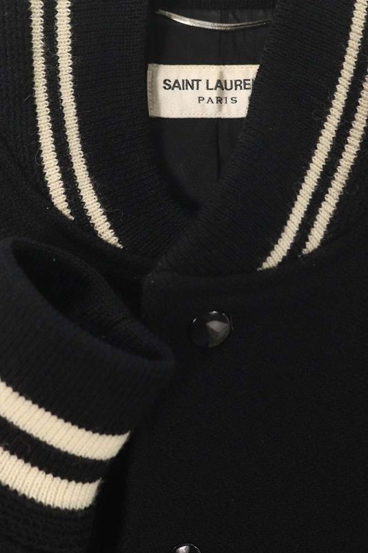 Saint Laurent Paris Teddy 354718 Yyl80 Leather Trim Stajan Blouson Men's 44