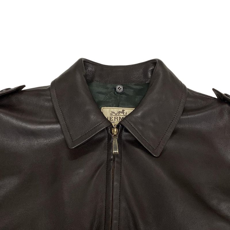 Hermes Blouson Size 52 Men's - Dark Brown Leather