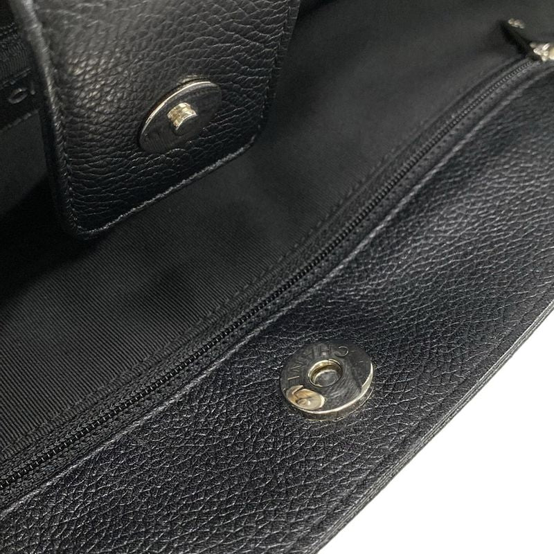 Chanel Executive Line Tote Bag Black Silver Hardware Leather
