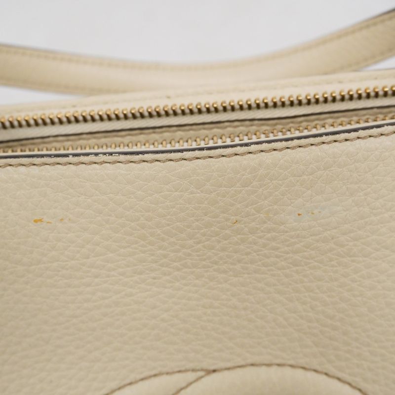 Gucci Handbag Soho 369176 Leather White Chien Pan Gold Hardware 2way Bag Ladies