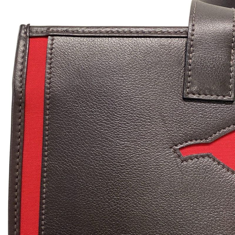 Hermes Petite Ash Tote Bag Dark Brown And Red Petite Ash