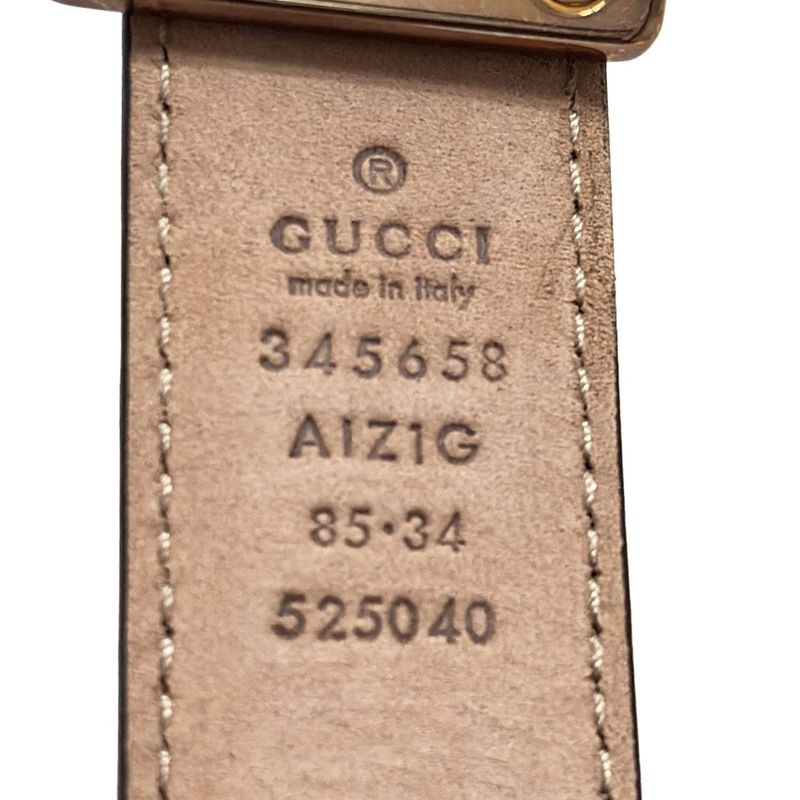 Gucci Belt 85 34 - 345658 Black And Gold Leather