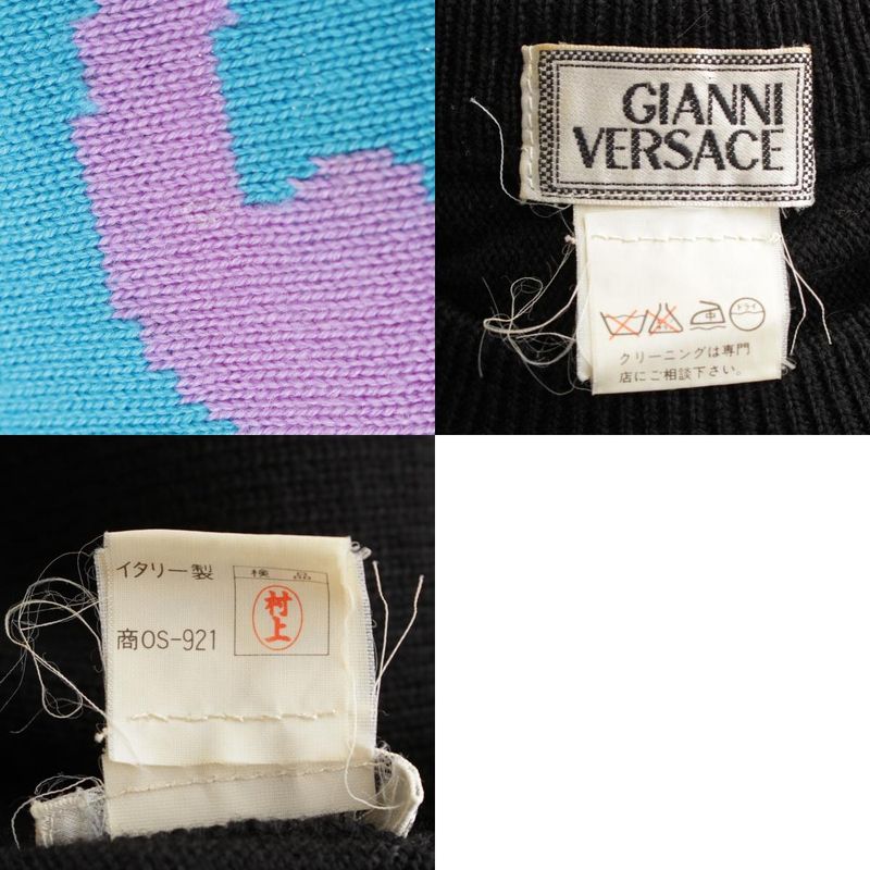 Gianni Versace 1993 S Miami South Beach Collection Knit Sweater Top Black