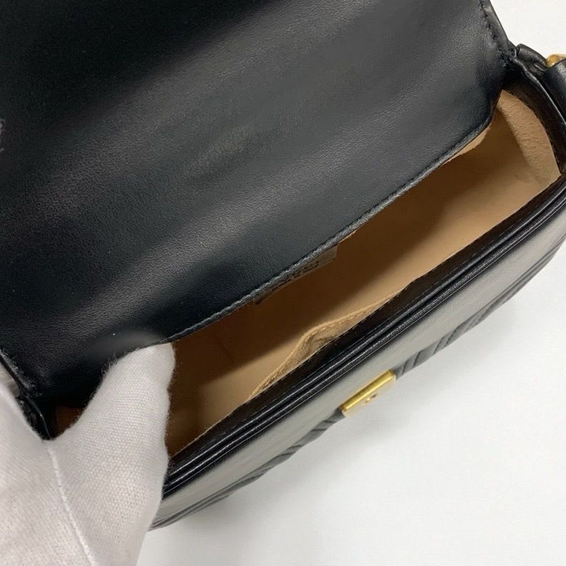 Gucci Bag Shoulder Black Gold GG Marmont Mini Top Handle 2-Way Handbag