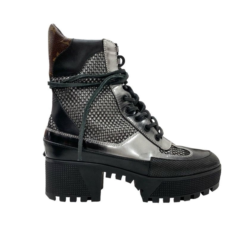 Louis Vuitton Lowry Line Boots Short Boots Shoes Black Metallic Silver Ankle