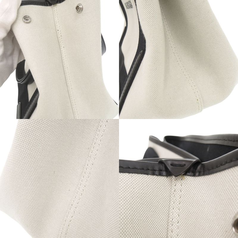 Balenciaga Navy Cabas S Canvas Leather Natural Black Handbag 0615 Balenciaga