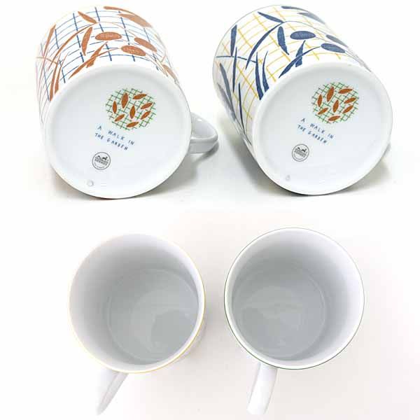 Hermes Mug <walk In The Garden> Set Of 2 Mugs Porcelain P Blue